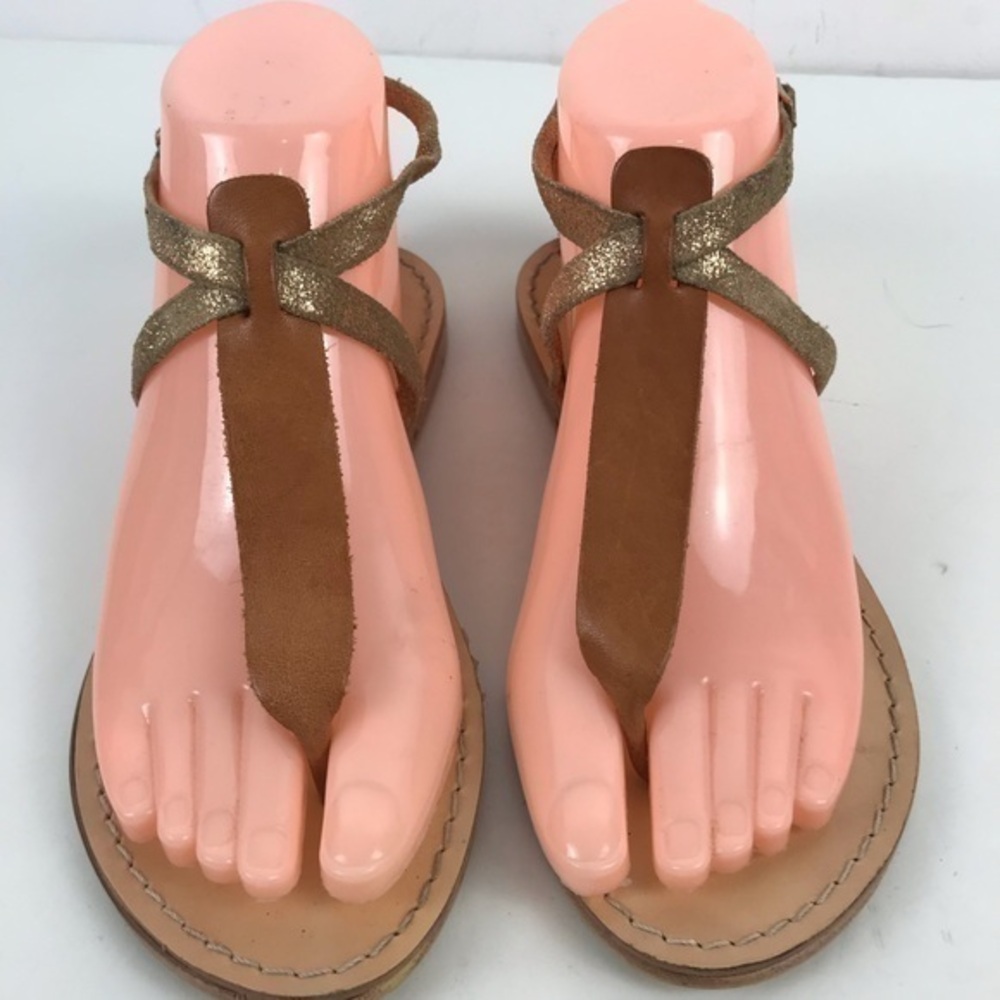 Niccolo Vacari Women's Brown Tan Leather Comfort Thong Strappy Sandals size 9